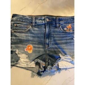 American Eagle Next Level High Rise Shortie Sz 10 Customed Flowers Mushroom